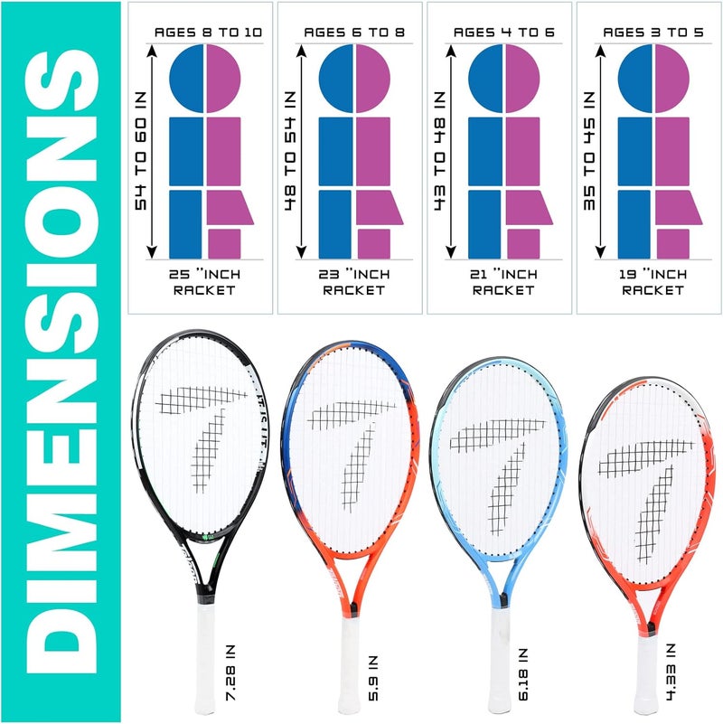 Teloon Kids Tennis Racket, 19"-25" Inch Youth Tennis Racquet with Cover, Junior Tennis Racquet for Kids Children Boys Girls Age 3-12. - Image 4